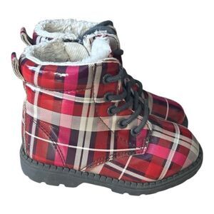 Boots Red Plaid Toddler Girls Size 4-5 Fleece Lined Zipper Toddler H&M Outdoor